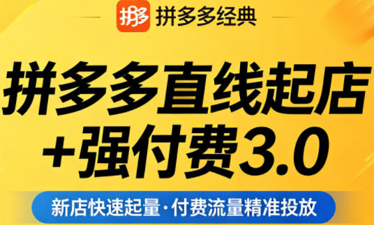 拼多多直线起店+强付费3.0，教你稳定起店、高效控投产、破解流量瓶颈（更新6月）